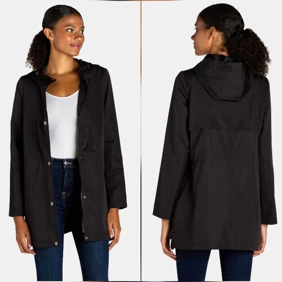 🩵NWT Black Anorak Lightweight Hooded Rain Jacket Large - Picture 2 of 14